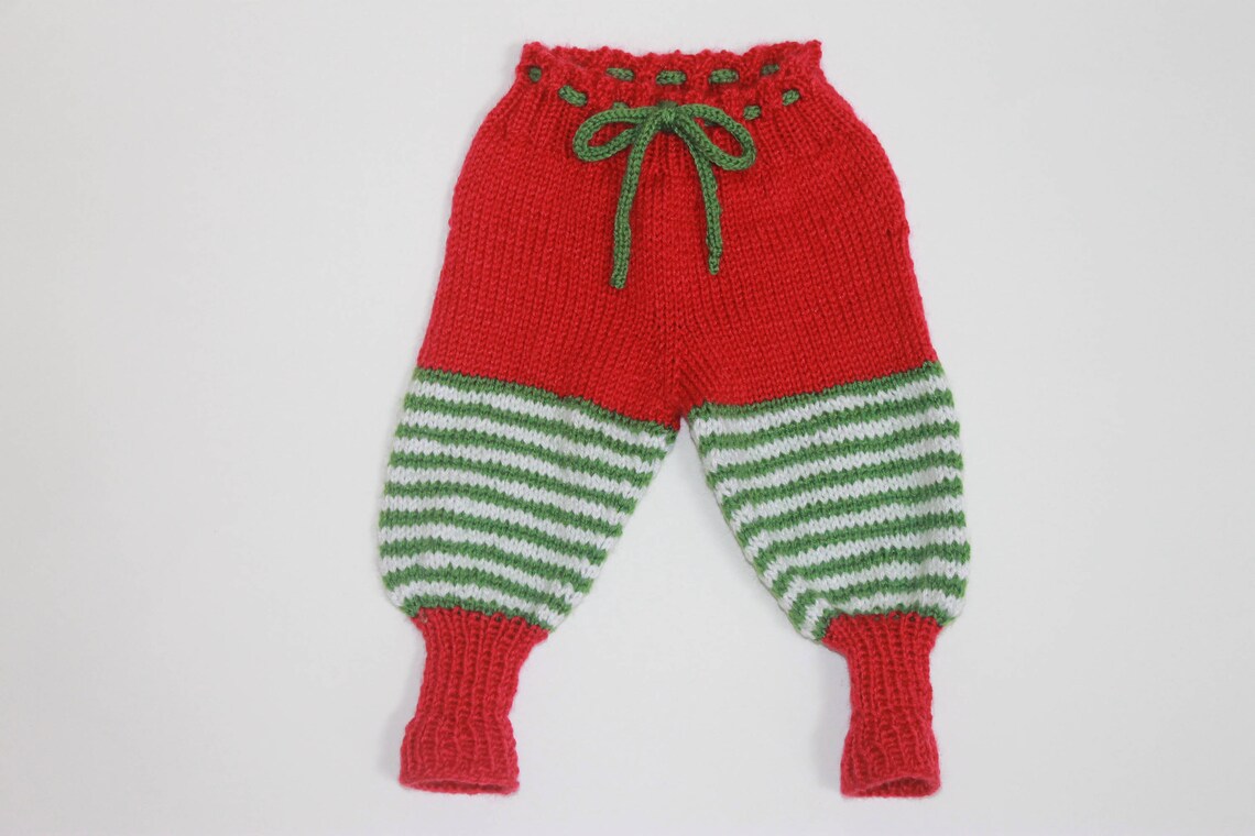 Knit Elf Pants Christmas Pants Red Elf Pants Girl Elf Etsy