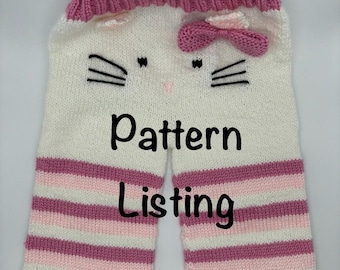 ニットの猫柄パンツ型紙（PDF）｜ベビー＆幼児用ニットパンツ型紙｜猫顔パンツ｜新生児～5～6歳サイズ（PDF即時ダウンロード）