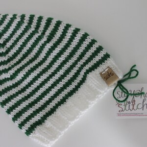 Knit Elf Hat, Christmas Hat, Green Elf Hat, 6-12 months Elf Hat (KH-021)
