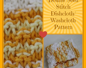 Knit PATTERN, Double Seed Stitch Dishcloth, Wash Cloth, Instant Download (KDCP-007)