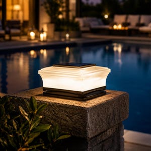 Decorative Solar Post Cap Light, Outdoor White LED Pillar Lamp for Fence, Deck, Garden, Patio, Gate, Porch, Driveway and Yard Decor, 12.5 cm