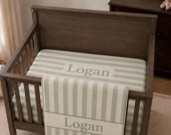 Best selling custom crib sheet set;  nursery decor for newborn girl or boy, personalized baby gift bedding and blanket set