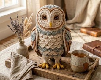 Barn Owl Crochet Pattern, Amigurumi Owl PDF, Woodland Heirloom Owl Stuffed Animal, Cottagecore Crochet Owl, Crochet Bird Instant Download