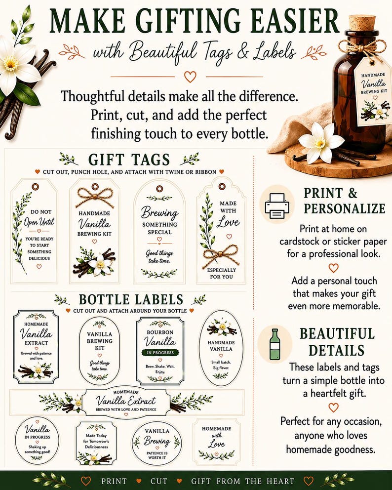 Handmade Vanilla Brewing Kit Printable | DIY Gift Bundle for Homemade ...