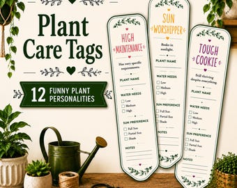Funny Plant Care Tags for Houseplants | Printable Plant Personality Labels | Plant Marker PDF | Plant Lover Gift | Indoor Plant Decor