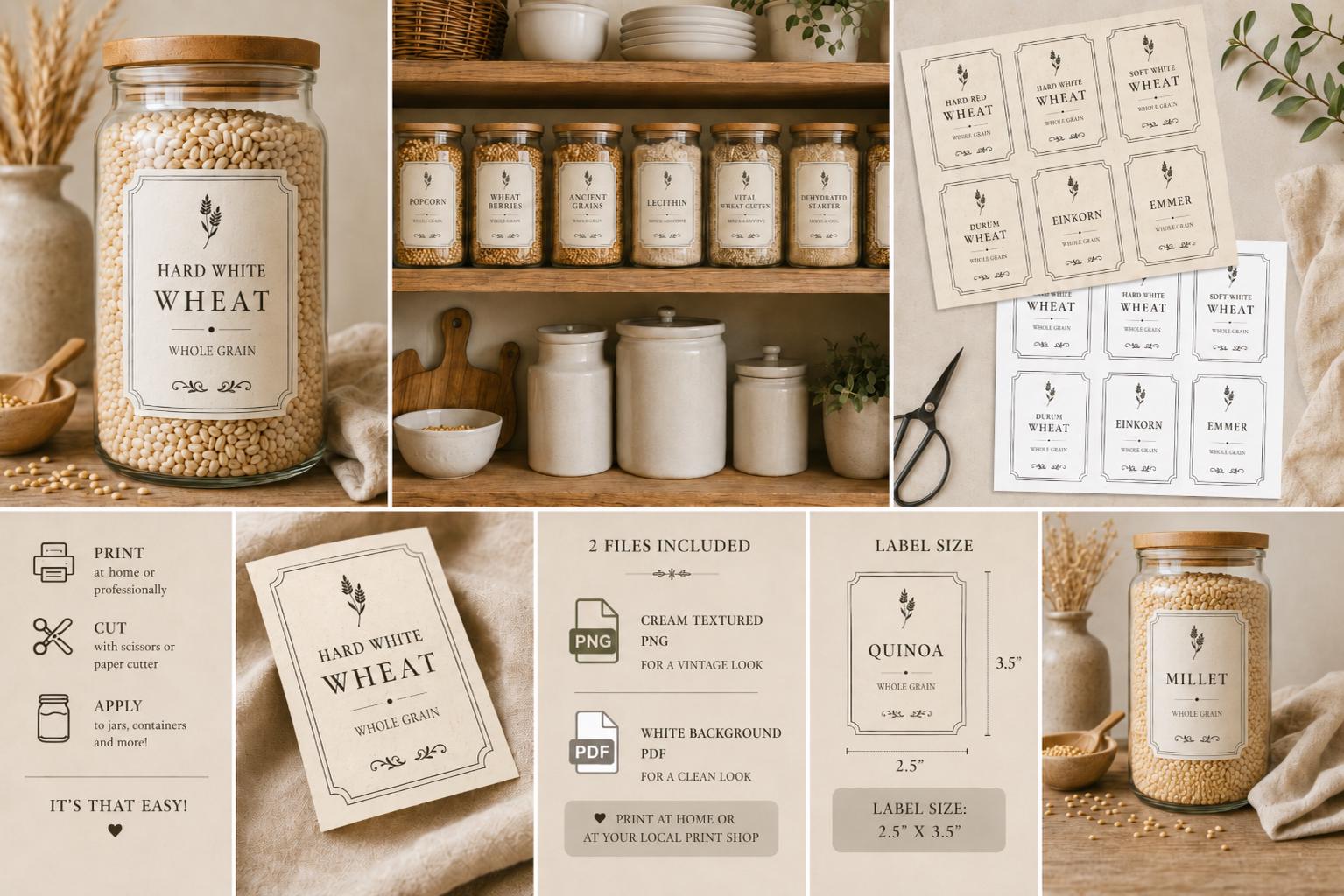 Printable Grain Storage Labels | Vintage Pantry Labels | Farmhouse ...