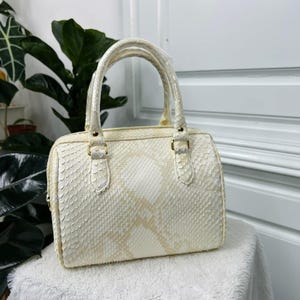 Real Python Skin Handbags | Natural White Handmade Exotic Top Handle bags | Unique Purse