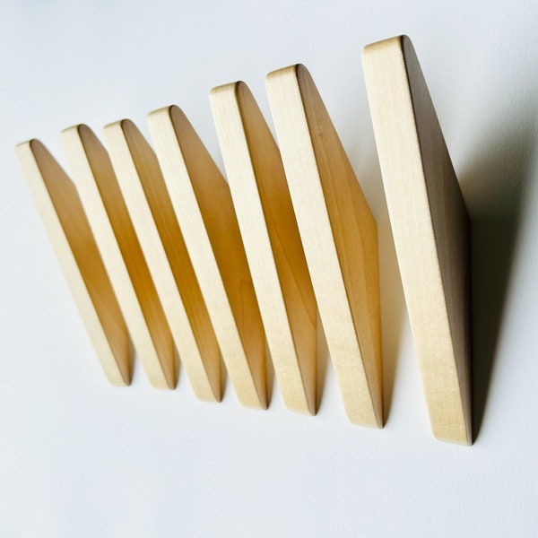 Seven Birch Wall Hooks  |  Set #B7  |  7 Mid Century Modern Inspired Solid Wood Coat Hook