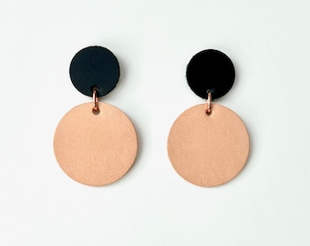 Selene Full Moon Earrings | black and blush circles | Eco + Recycled