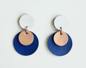 Selene Moonlight | Circles + Moons in Blue Pink White | Eco + Recycled