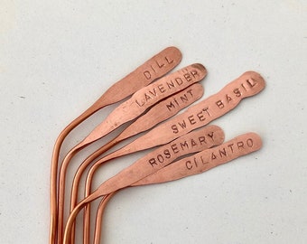 Herb Markers + Plant labels, custom made from recycled copper