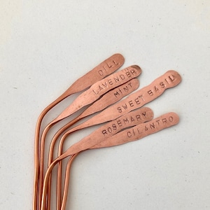 Set of 5 Copper Plant Tags custom made with recycled metal image 2