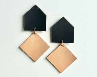 Dwell Earrings | Black and Blush | Eco + Recycled