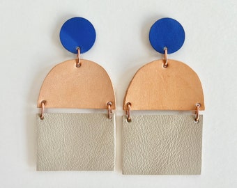 Full Moon Earrings | Blue + Blush + Grey | Extra long + light earrings