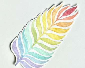 F17 Rainbow Feather | Watercolour Bookmark / Greeting Card