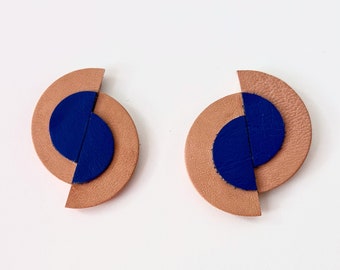 Meridian Moonlight Earrings | geometric blue and blush studs | Eco + Recycled