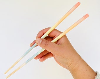 Pastel Rainbow Chopsticks  |  High Quality Handmade Colourful Wood Utensils