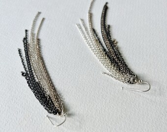 Recycled Silver Ombre Chain Earrings No. 4