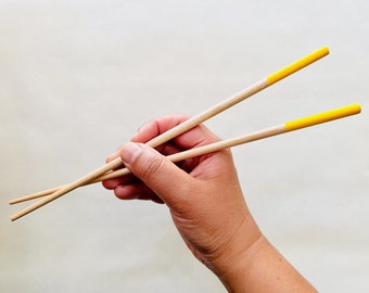 Yellow Chopsticks  |  Foodsafe Colourful Handmade Maple Utensils