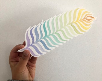 Big Rainbow Feather - watercolour gift card