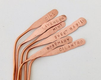 Perennial Identification Stakes - custom stamped copper plant markers