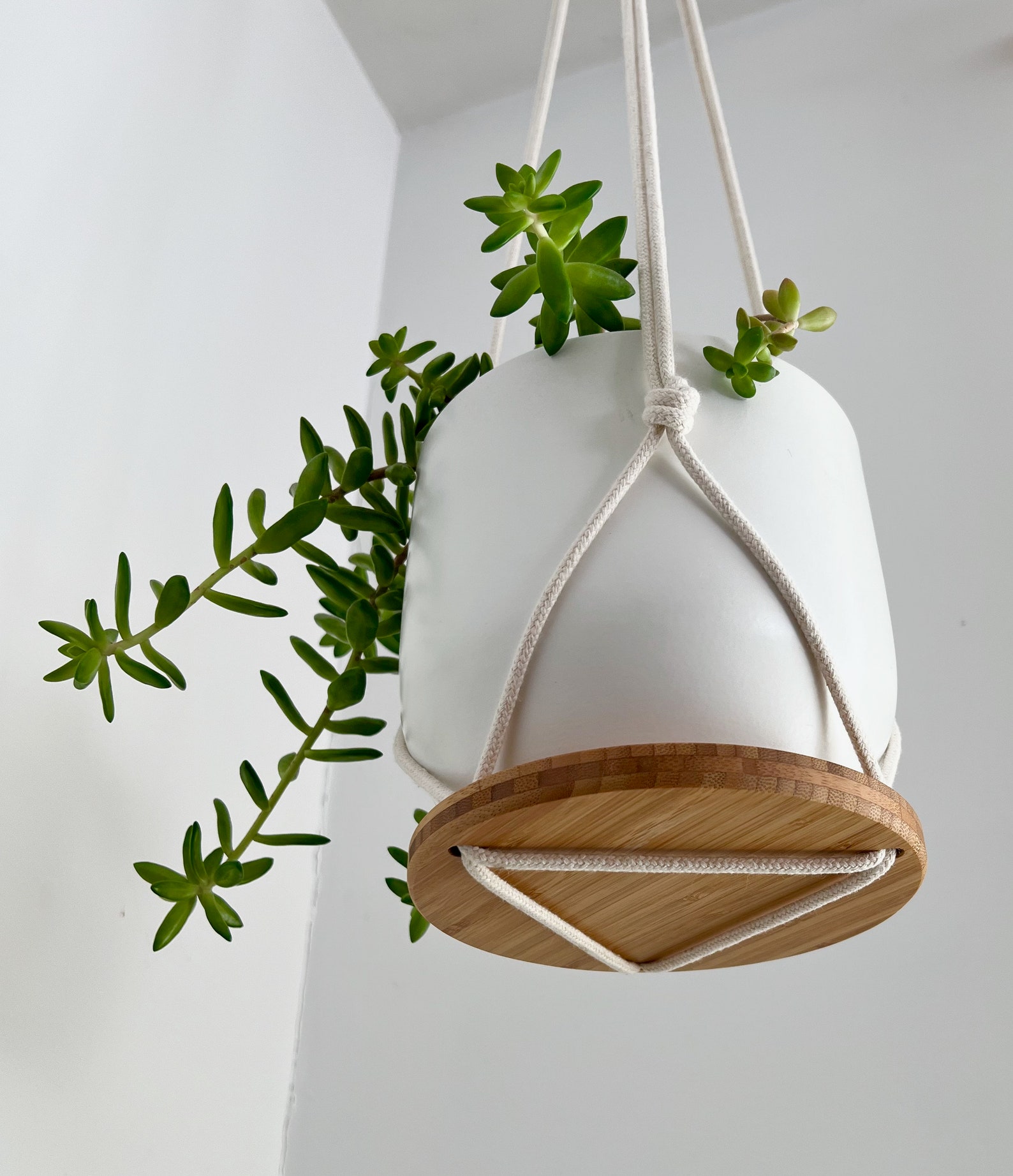 Plant Hanger Shelf Recycled Bamboo and Canadian Cotton Three Etsy