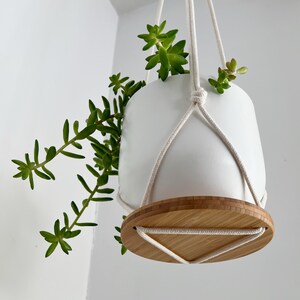 Plant Hanger Shelf, recycled bamboo and canadian cotton, three sizes image 6