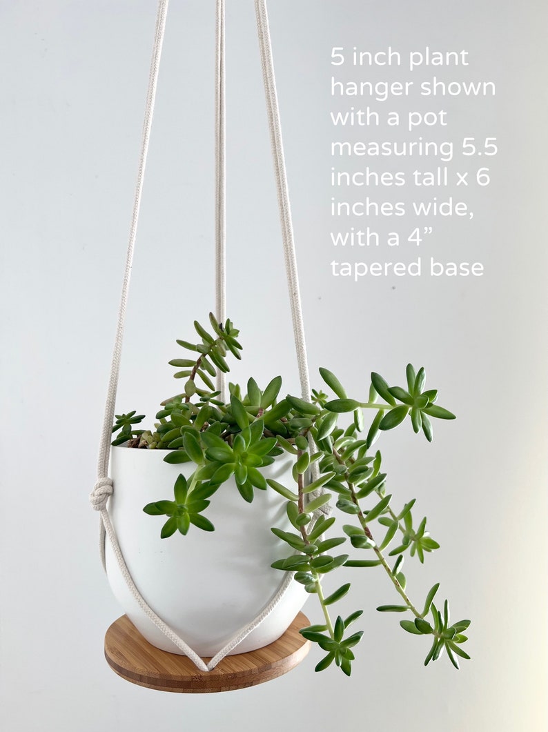 Plant Hanger Shelf, recycled bamboo and canadian cotton, three sizes image 6