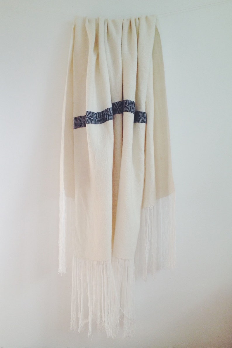 Weaving 002 Edelweiss White Wool Blanket Shawl Scarf Couch Throw image 3