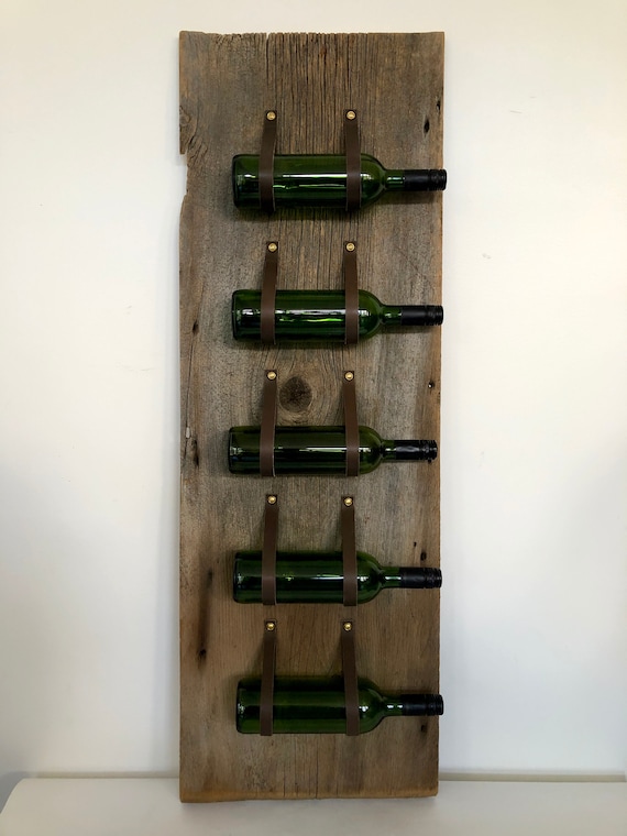 Barnwood 5 Bottle Wine Rack or Magazine Holder Recycled Leather 2 Etsy