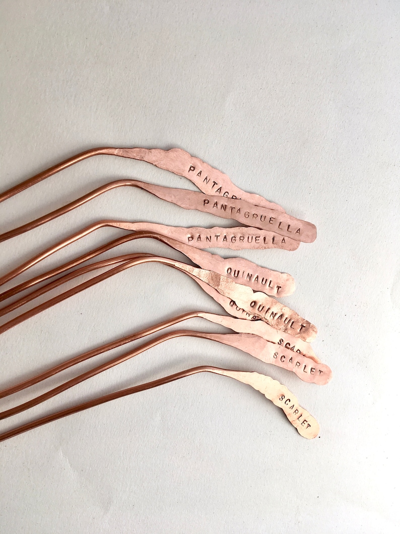 Set of 5 Copper Plant Tags custom made with recycled metal image 5