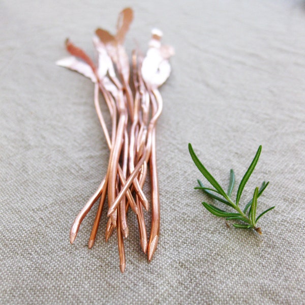 Herb Markers Set of 5 Hammered Textured Recycled Copper Electrical Wire Custom Stamping