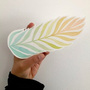 Peachy Greens Feather Bookmark - cadeau d’objet d’art aquarelle