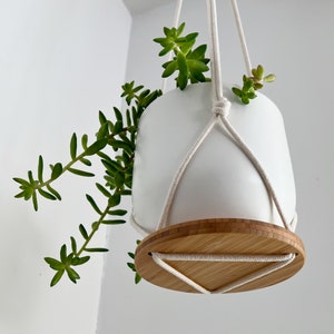 Plant Hanger Shelf, recycled bamboo and canadian cotton, three sizes image 8