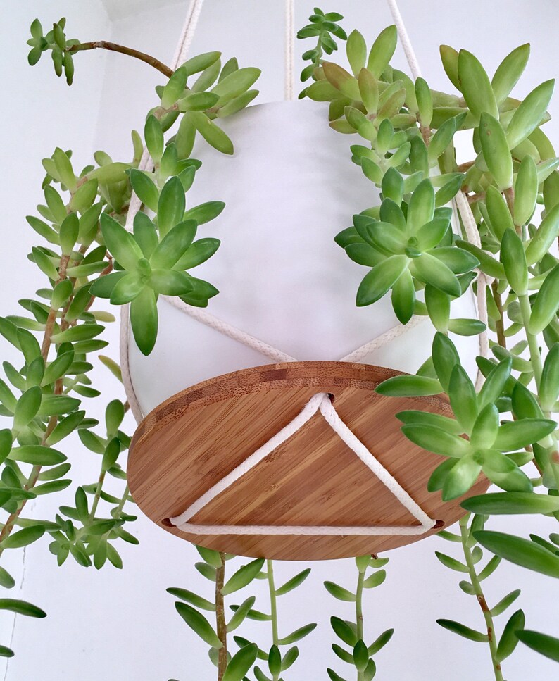 Plant Hanger Shelf recycled bamboo and canadian cotton Etsy
