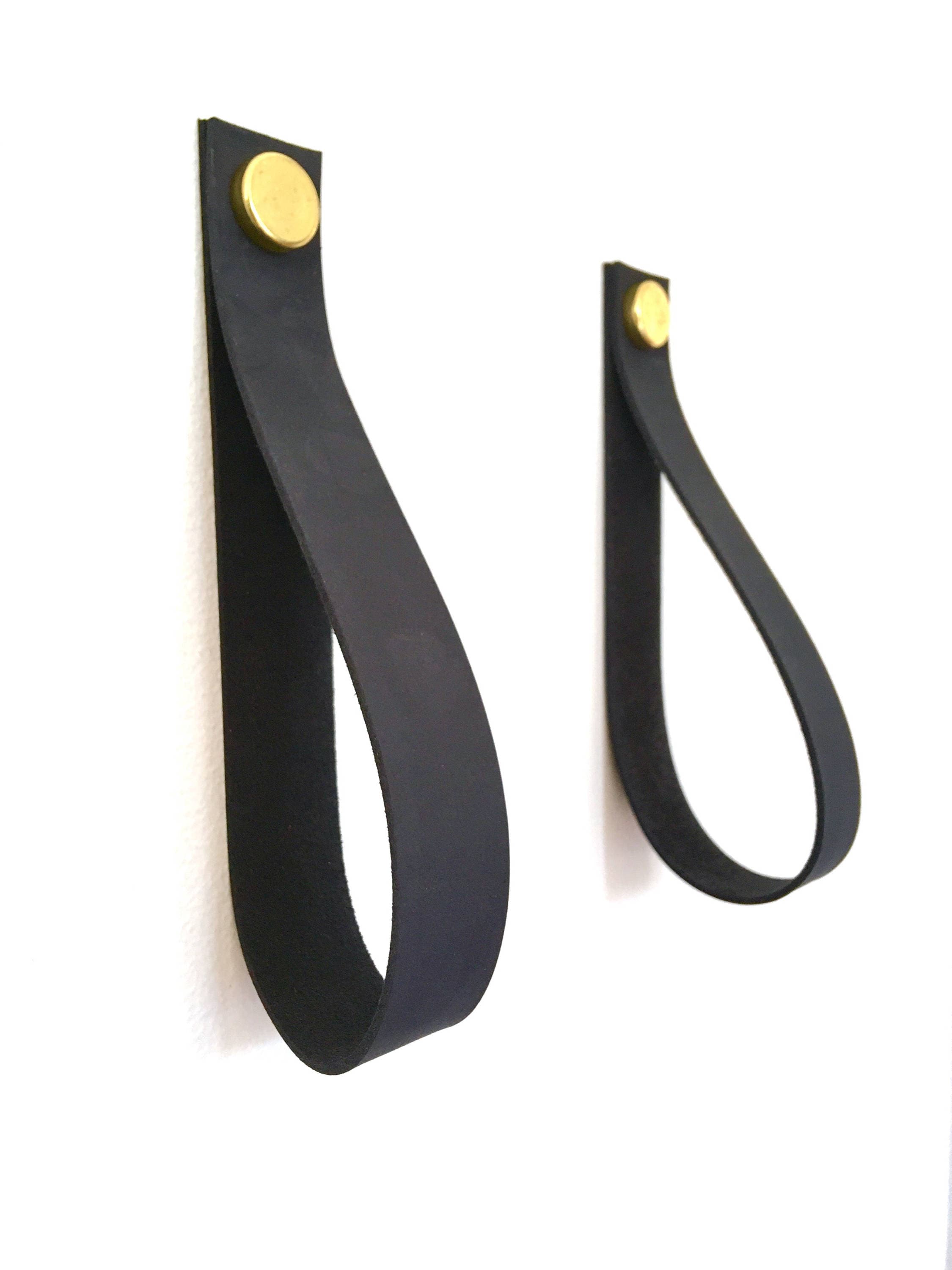 Magazine Holder Black Recycled Leather and Brass Wall Mounted Etsy