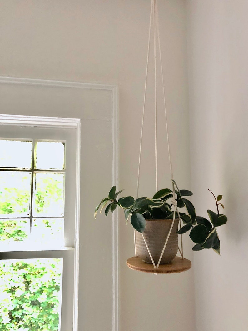 Plant Hanger Shelf, recycled bamboo and canadian cotton, three sizes image 2