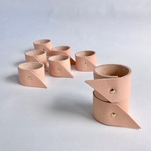 Napkin Rings, set of 8, made with vegetable tanned nude leather and brass image 3