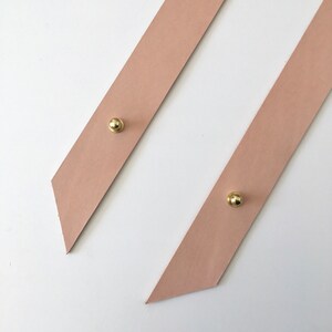 Nude Blush Veg Tan Leather Drape Curtain Tie Backs with Brass Button Studs custom made for your curtains image 7