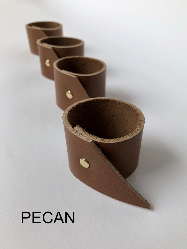 Napkin Rings, set of 8, made with vegetable tanned nude leather and brass image 8