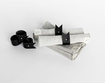 Napkin Rings in Black Leather