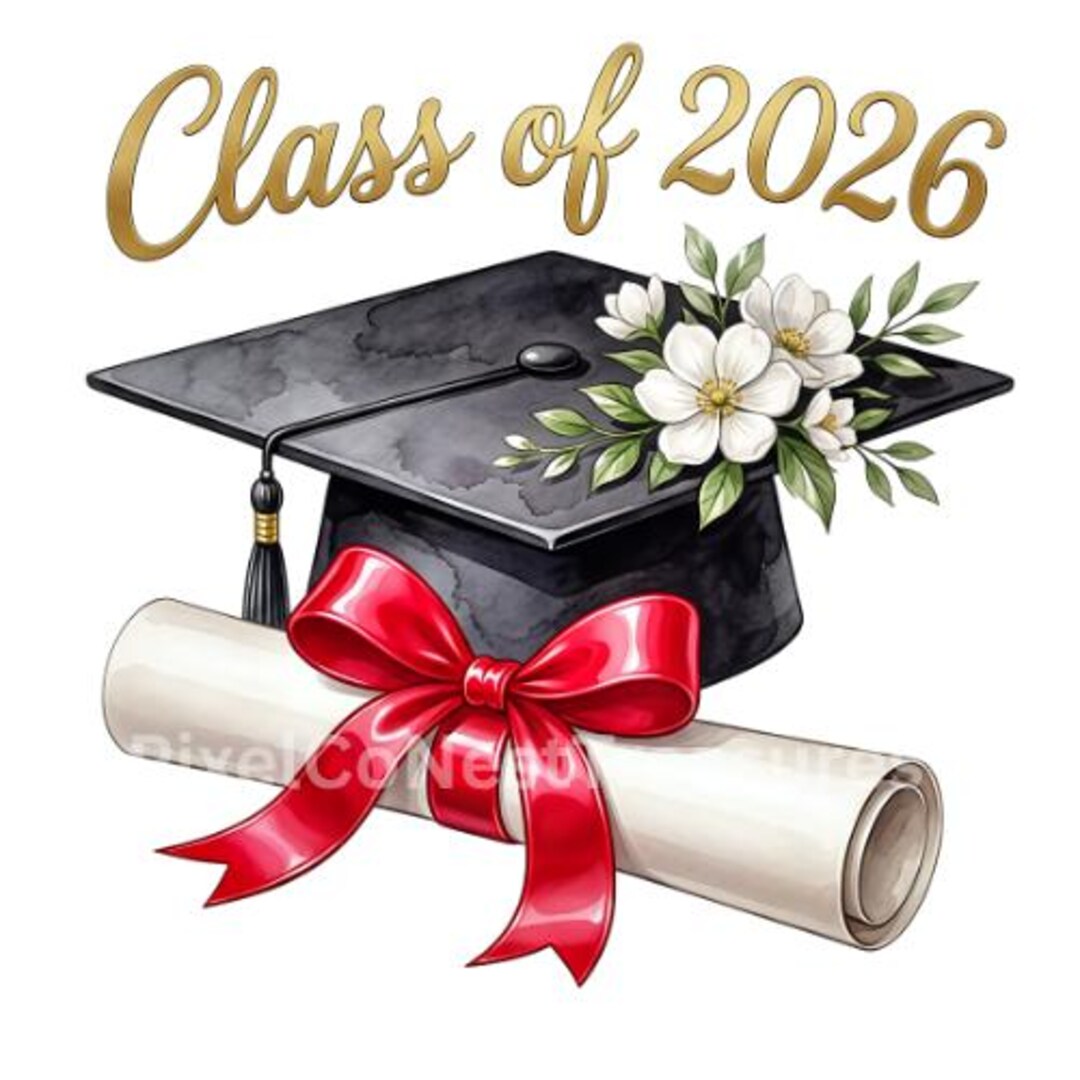Class of 2026 PNG | Graduation Cap and Diploma Clipart | Black Cap With ...