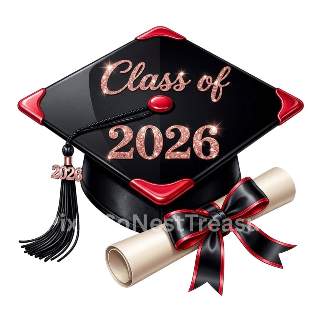 Class of 2026 PNG | Rose Gold Graduation Cap Clipart | Senior ...