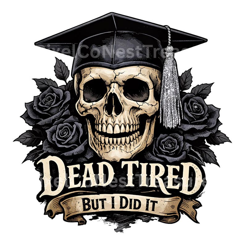 Dead Tired but I Did It PNG Gothic Day of the Dead Graduation Skull ...