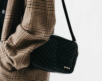 TWEEK Quilted Camera Crossbody Bag: Black