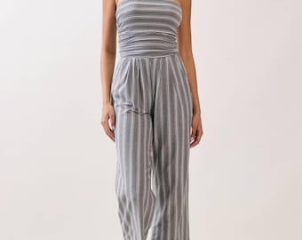 Hit me Up Palazzo Romper: Light Charcoal