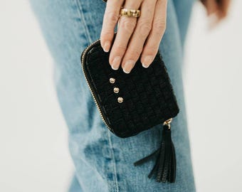 Key Note Woven Wallet: Black