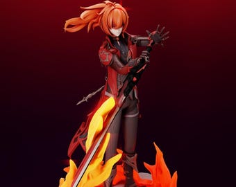 Genshin: Diluc „Red Dead of Night“ – Handbemalte Resinfigur – Sammlerstatue im Maßstab 1:4 oder 1:6