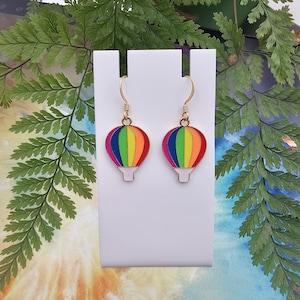 Rainbow Hot Air Balloon Earrings