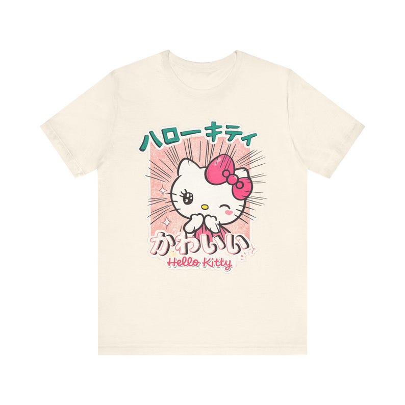 T-shirt Hello Kitty Kawaii | T-shirt mignon style anime | T-shirt style Harajuku | T-shirt graphique japonais | Cadeau mode kawaii pastel image 2